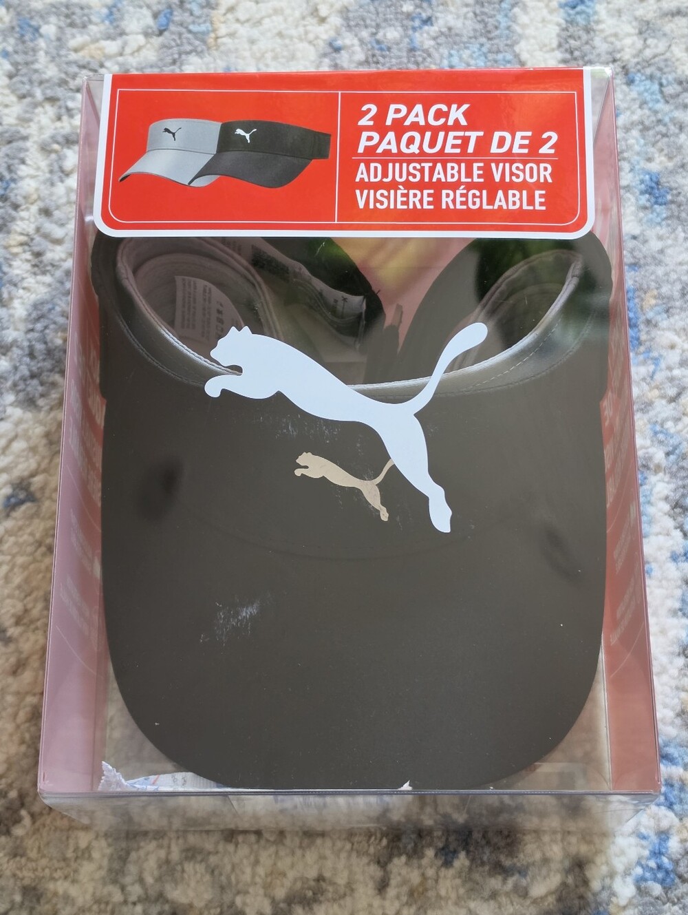 Puma 2-Pack Adjustable Visors in Black and Light Gray